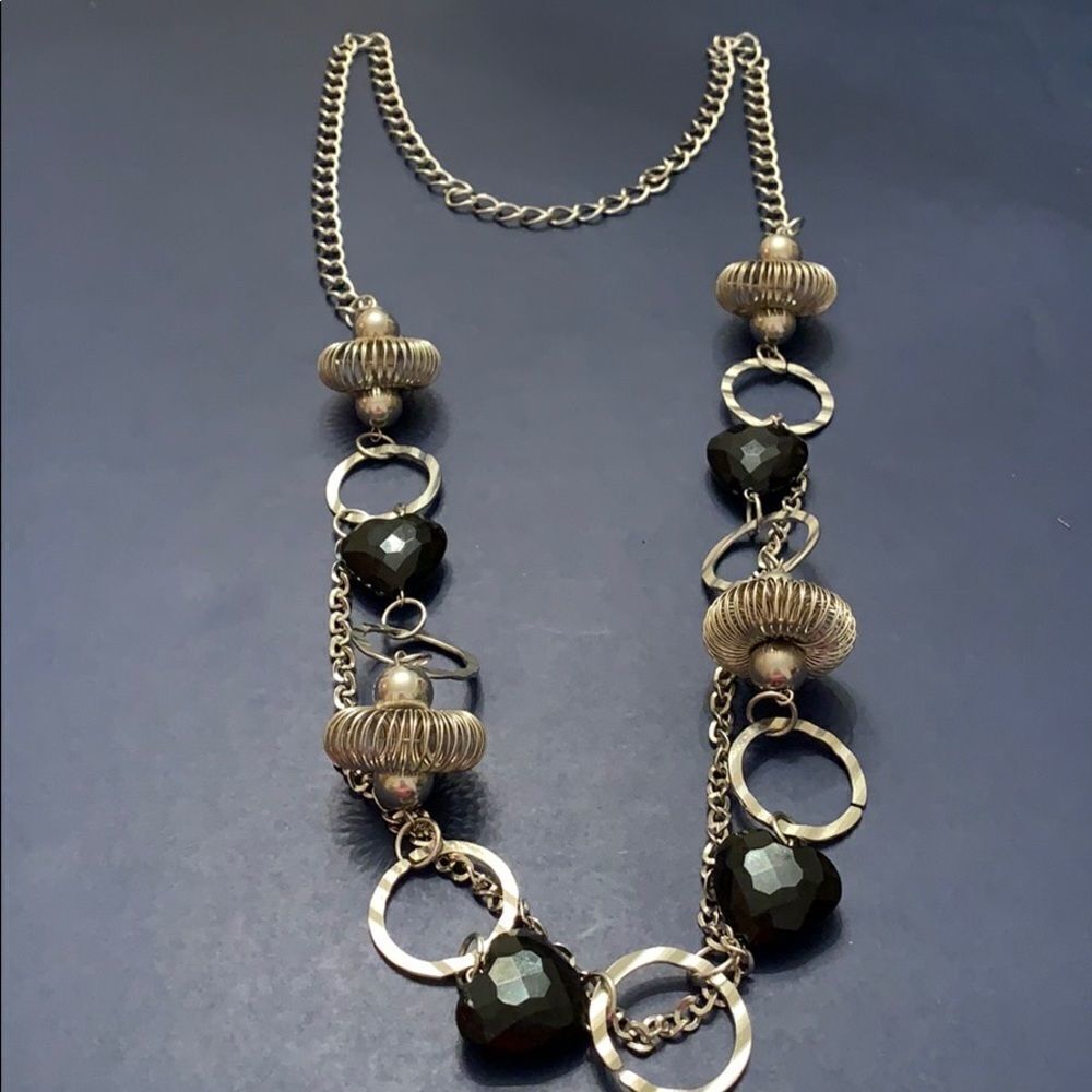 Black and Silver Long Necklace